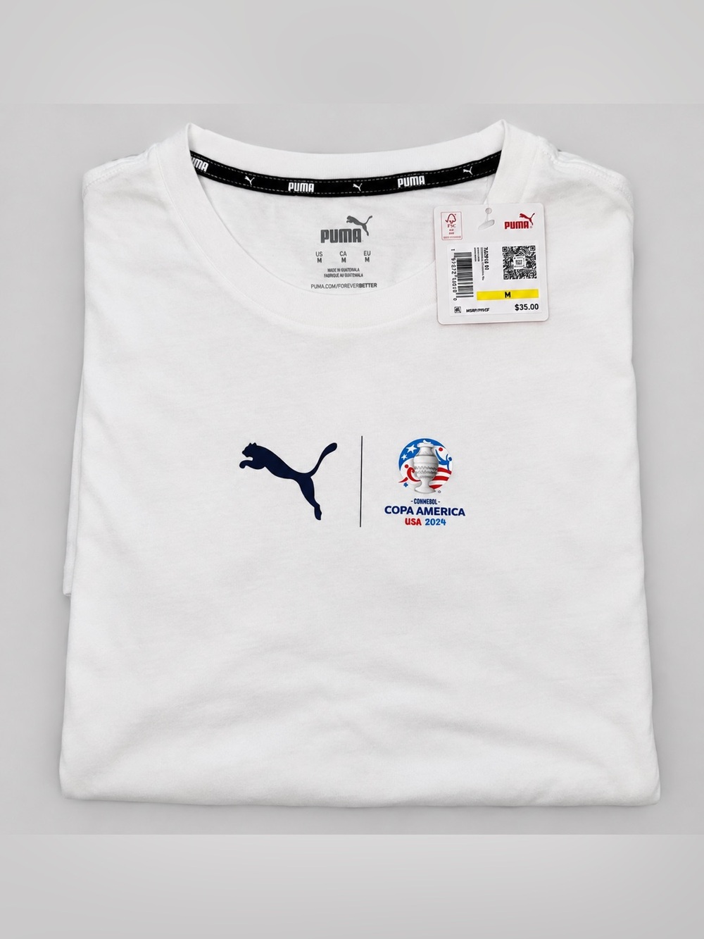 NEW Puma Copa America USA 2024 Cumbre Soccer T Shirt White Mens Medium NWT FIFA